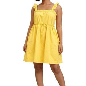 Madewell Ruffle Strap Mini Dress Mustard Yellow‎ Babydoll Sundress Small